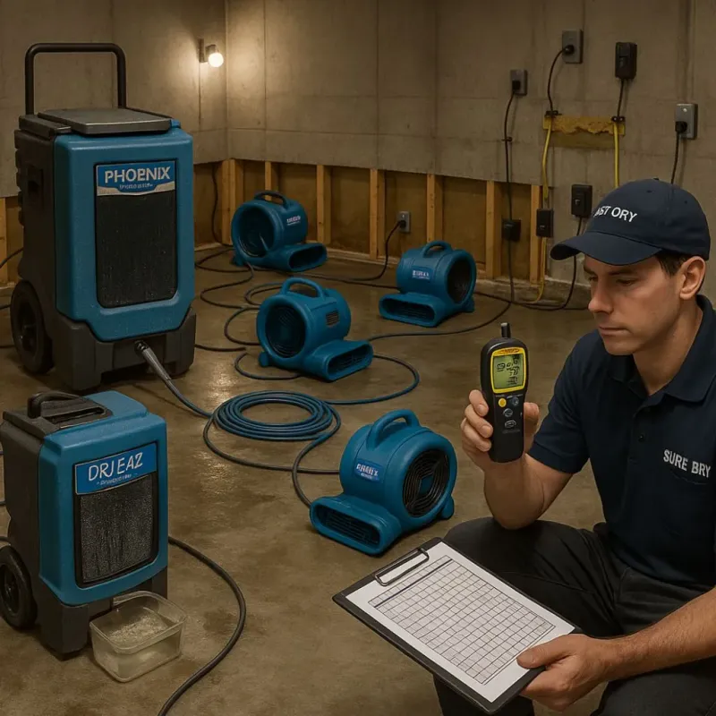 Structural Drying and Dehumidification process in Columbus, WI